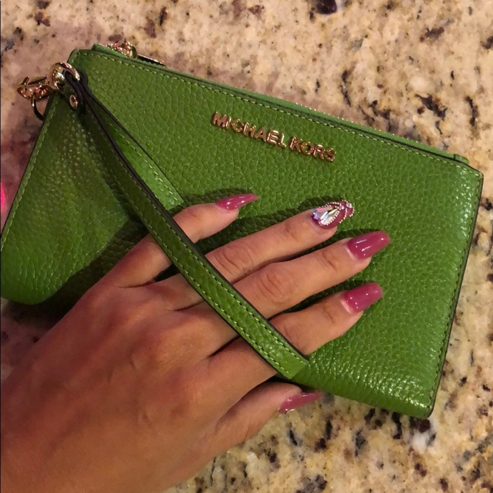 Michael Kors green wristlet